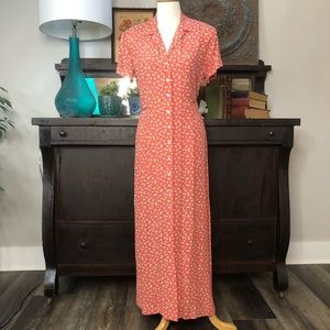 Vintage Coral Floral Maxi Dress